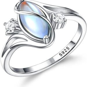 Sterling Silver Engagement Ring with Natural Gemstone for Women